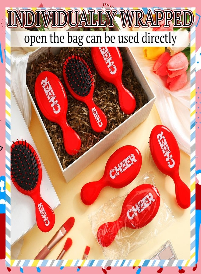 SiliFine 20 Pack Cheer Mini Hair Brushes Bulk Cheer Gifts Bulk for Team Detangling Hair Brushes Plastic with Bristles for Cheerleader Team Sport Valentine Gifts for Women(Red) - Image 2